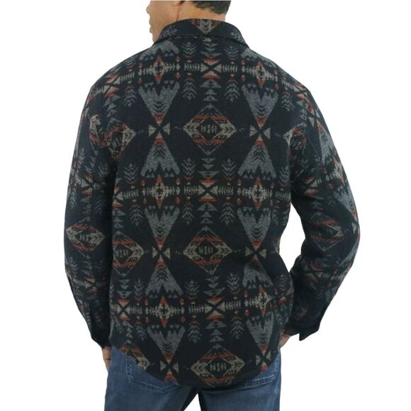 Jachs Aztec Patterned Wool Blend Heavyweight Shirt Jacket Sherpa Lined Men's XL - Picture 4 of 15